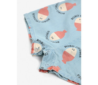 Morning Egg all over denim playsuit - Bobo Choses