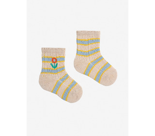 Flower Stripes short socks - Bobo Choses