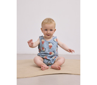 Morning Egg all over denim playsuit - Bobo Choses