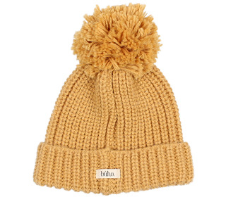 Pom pom soft knit hat - amber - Búho