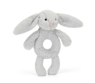 Bashful silver bunny ring rattle - Jellycat