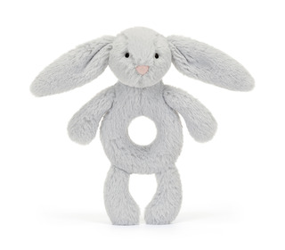 Bashful silver bunny ring rattle - Jellycat