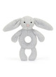 Bashful silver bunny ring rattle