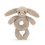 Bashful beige bunny ring rattle - Jellycat