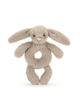 Bashful beige bunny ring rattle