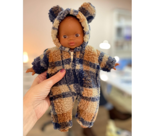 Babies – Combinaison Winnie en sherpa Tartan - Minikane