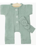 Combinaison Lili et son headband en gaze de coton - vert baltique