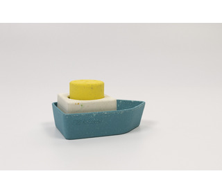 Upcycled rubber bath toy - boat yellow - Oli & Carol