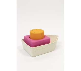 Upcycled rubber bath toy - boat orange - Oli & Carol