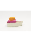 Upcycled rubber bath toy - boat orange