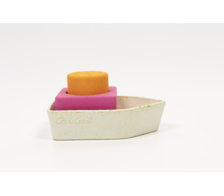 Upcycled rubber bath toy - boat orange - Oli & Carol