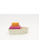 Upcycled rubber bath toy - boat orange