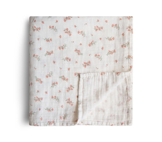 Swaddle - pink flowers - Mushie